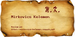Mirkovics Kelemen névjegykártya